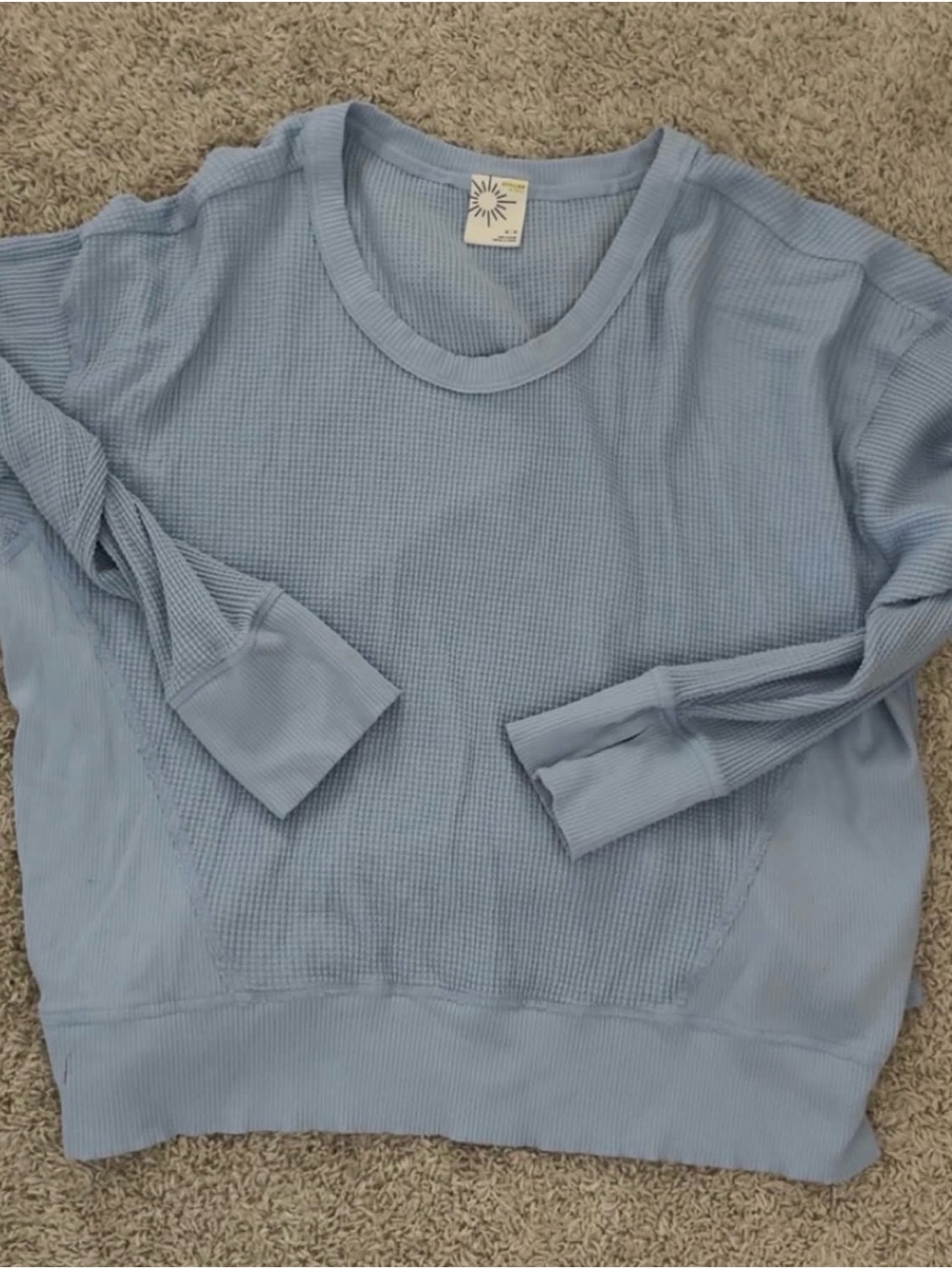 aerie Light Blue Waffle Long Sleeve Tee